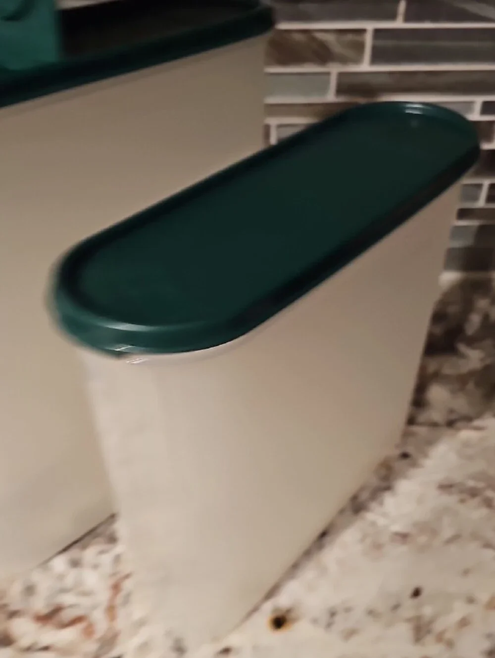 Tupperware Cream Storage Canisters with Dark Green Lids